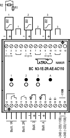 Габариты BC N3-1E-2R-AE-AC110-C